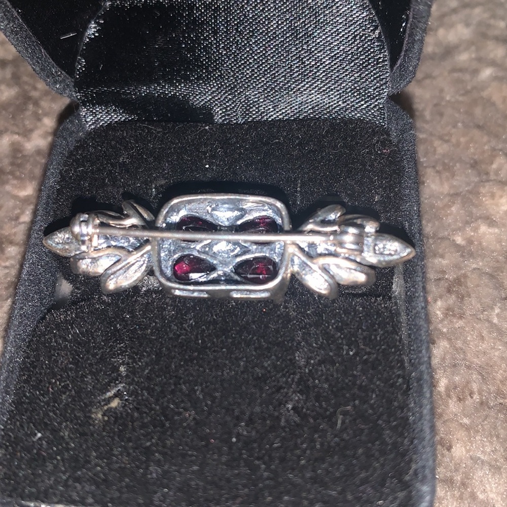 Garnet & Marcasite SET Bracelet/earrings/Brooch in silver - Picture 10 of 15